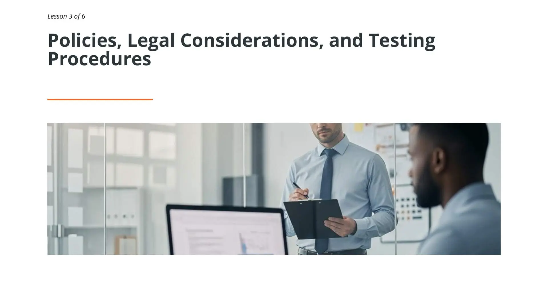 Professional discussing workplace drug and alcohol policies, legal considerations, and testing procedures in modern office setting for maritime safety training