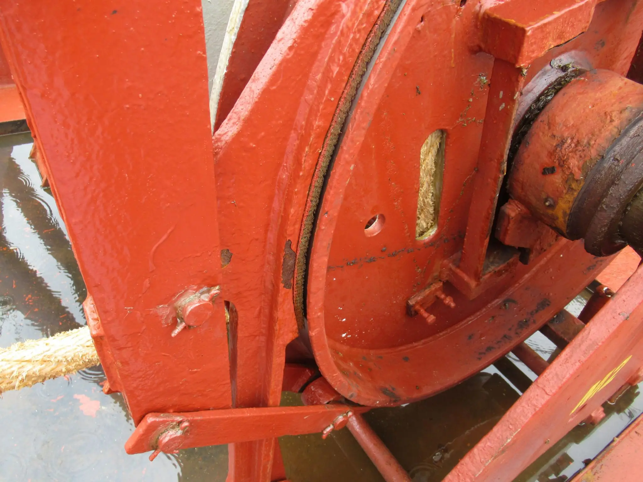 Red industrial hazardous materials storage equipment on vessel for IHM Awareness training compliance