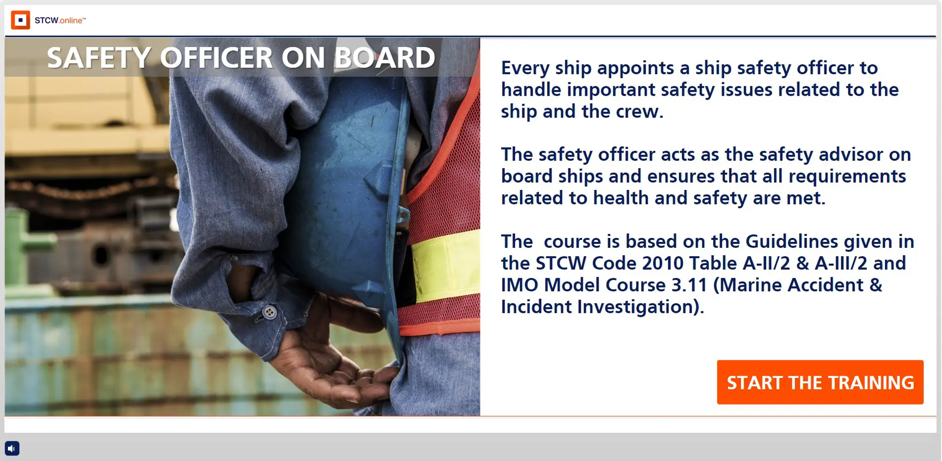Safety officer on board course