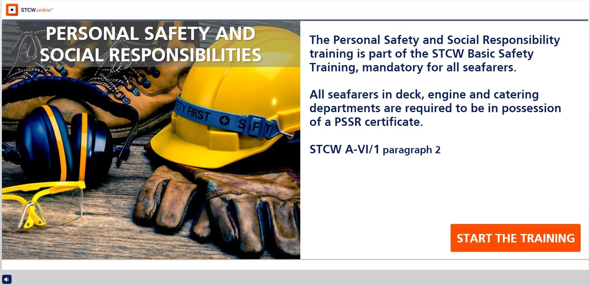 Safety equipment including yellow hard hat, ear protection, gloves, and boots for STCW maritime training course